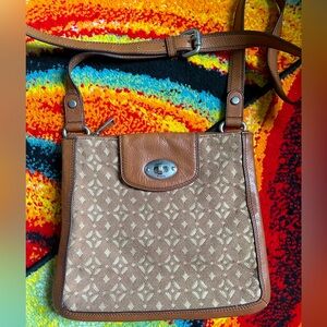 ✨Fossil Multi-Compartment Crossbody Maddox Canvas/ Genuine Leather Bag✨